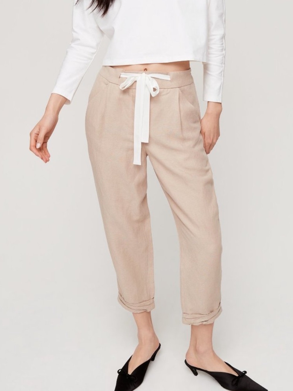 Aritzia Wilfred Allant Cropped Linen Pant Size 2